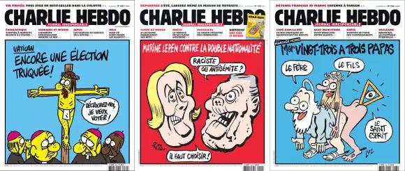 Quelques couv de « Charlie Hebdo ».